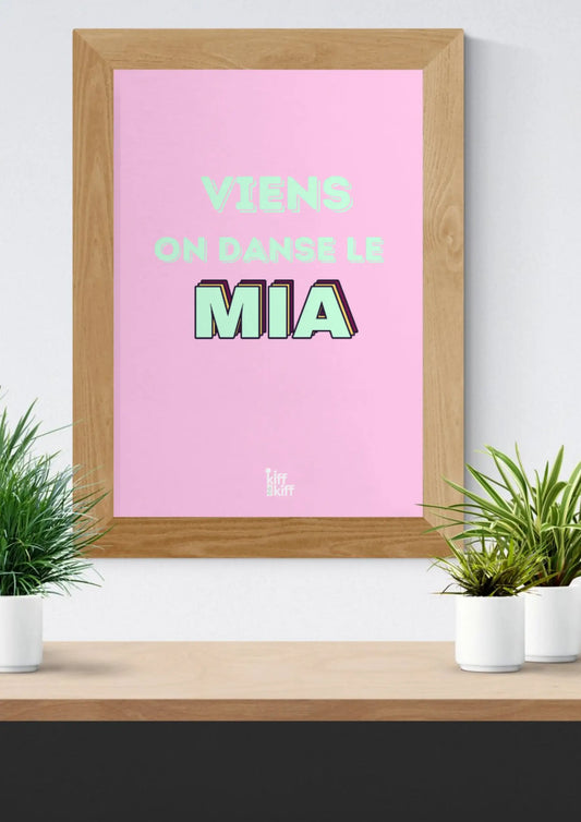Affiche rétro Viens on danse le MIA, clin d’œil vintage en rose et vert menthe