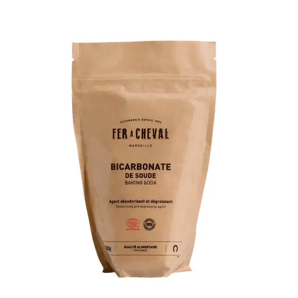 Poche en kraft papier de bicarbonate de soude 500g avec fer à cheval pour la cuisine