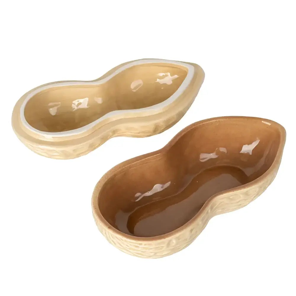 Deux plats en céramique en forme de cacahuète, parfaits comme cadeau surprenant