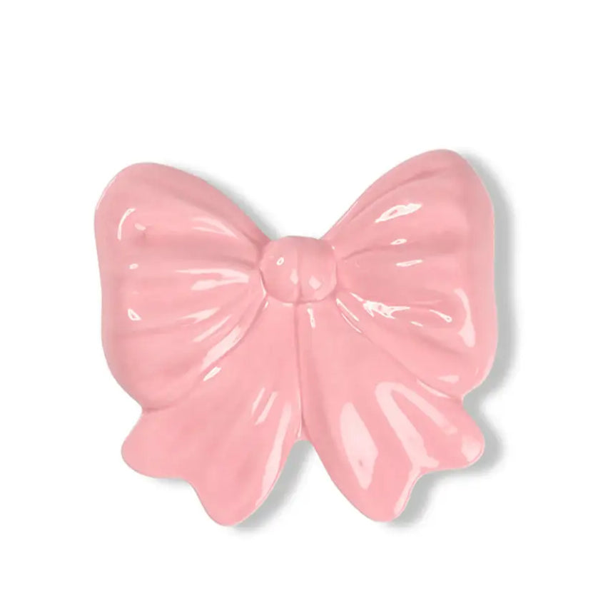 Boite noeud rose avec un joli ruban glossy pink pour ranger objets précieux