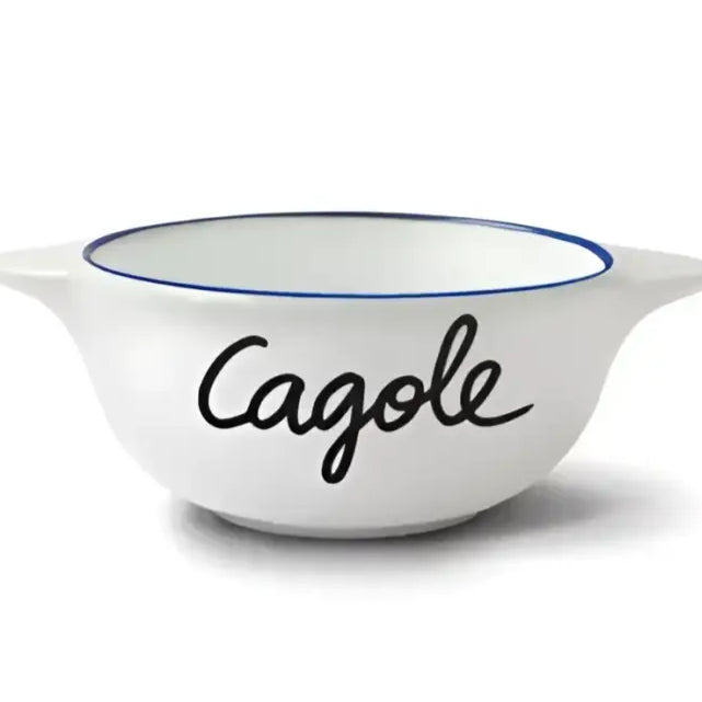 Bol Breton revisité, bol Breton cagole en céramique blanche avec bord bleu