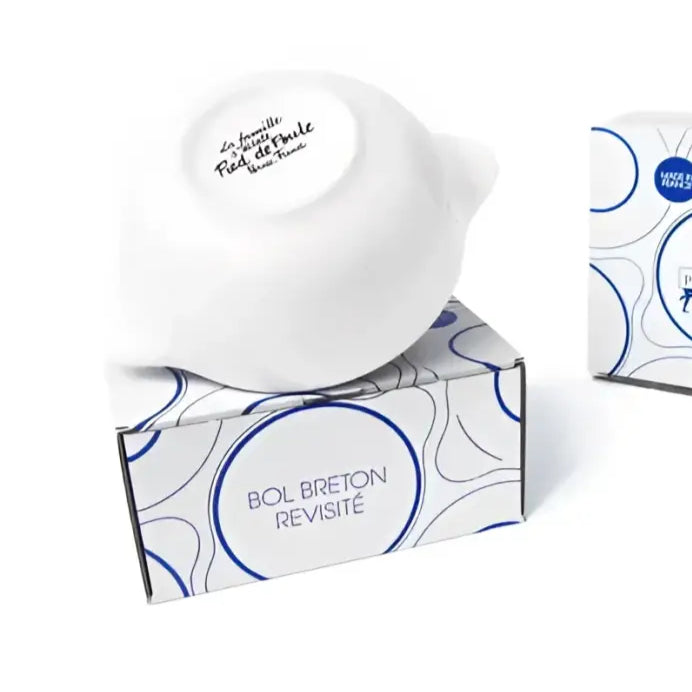 Bol Breton revisité en céramique blanche avec poignées, sur son packaging