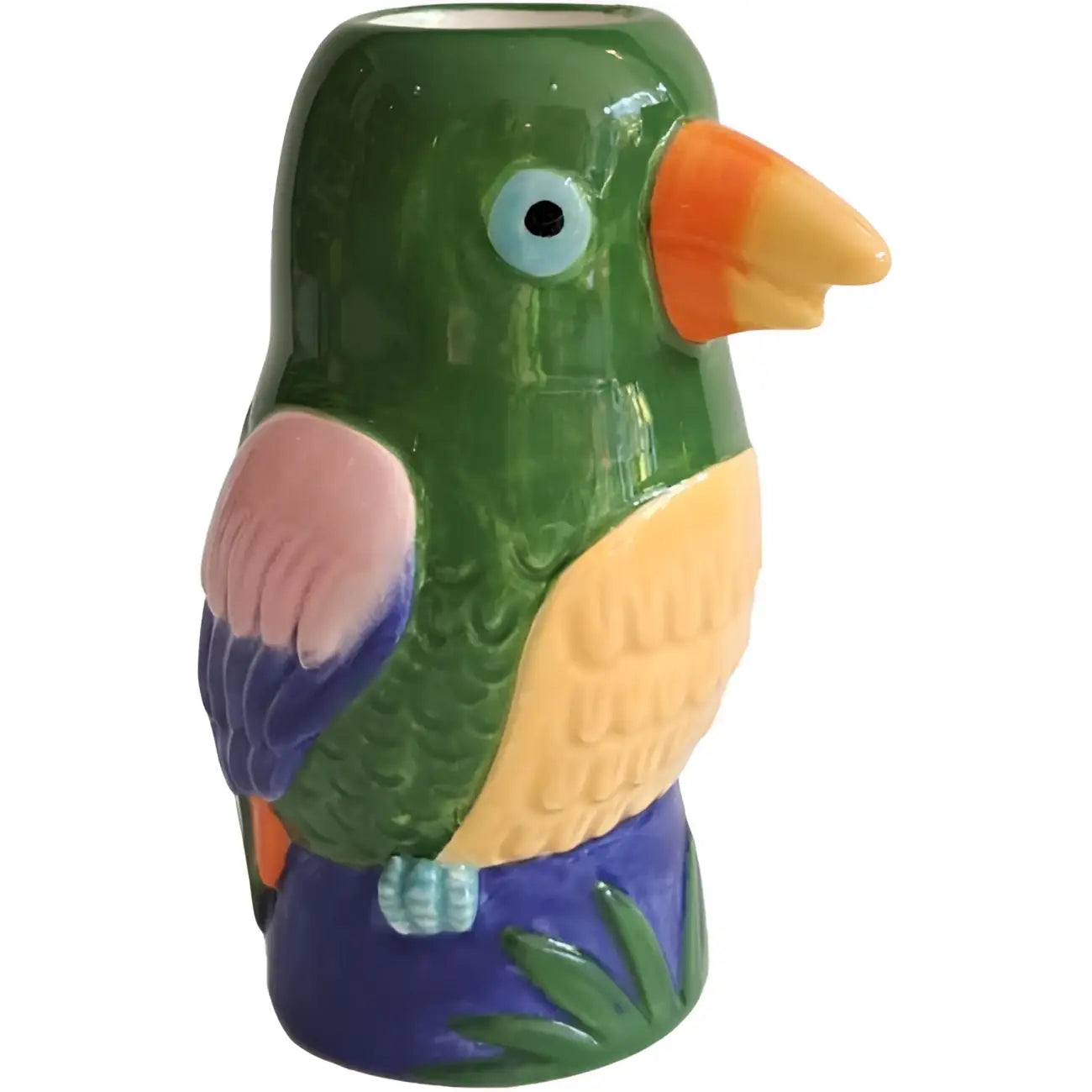 Bougeoir Perroquet coloré en céramique verte brillante