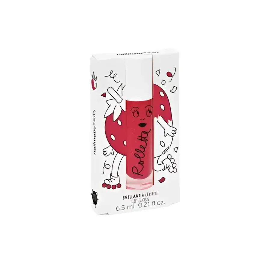Brillant à lèvres enfant rollette fraise dans boîte décorative made in France
