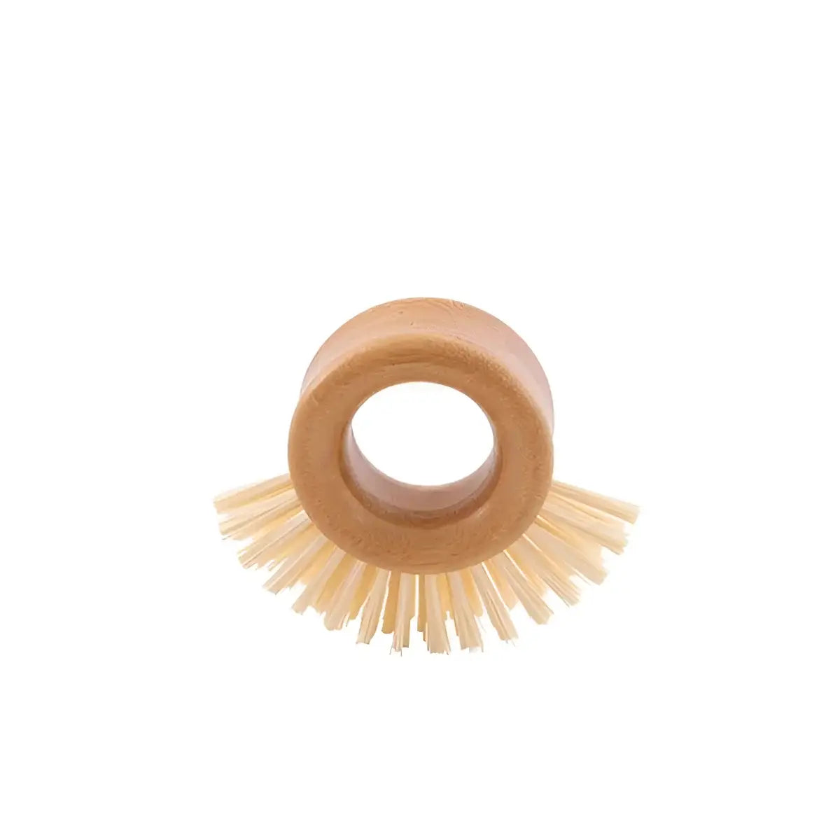 Tête de brosse abrasive durable ronde en bois avec poils clairs et poignée circulaire