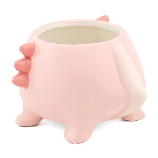 Cache pot Axolotl : dinosaure rose en céramique avec épines et pieds courts