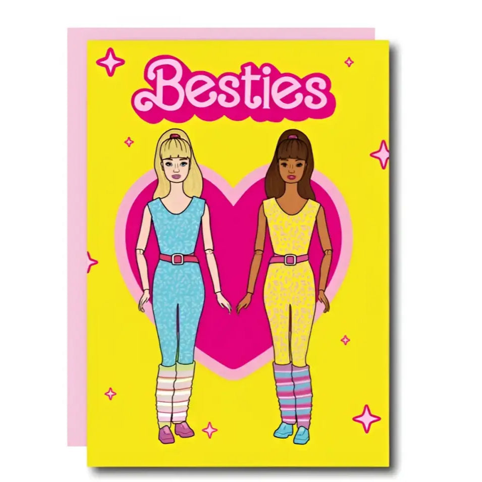 Carte postale bestfriend avec message personnalisé, célébrer l’amitié, carte jaune fun