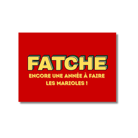 Carte postale Fatche avec texte jaune bold, super équipe kiff kiff !