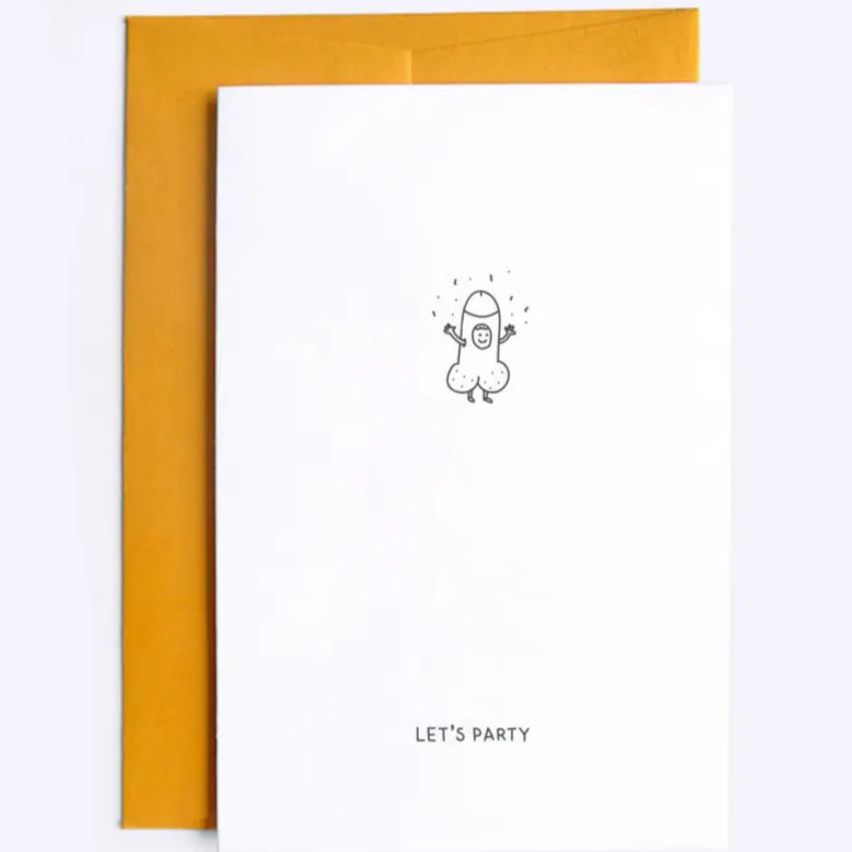 Carte postale let’s party avec enveloppe élégante et finition soignée, drôle et festive