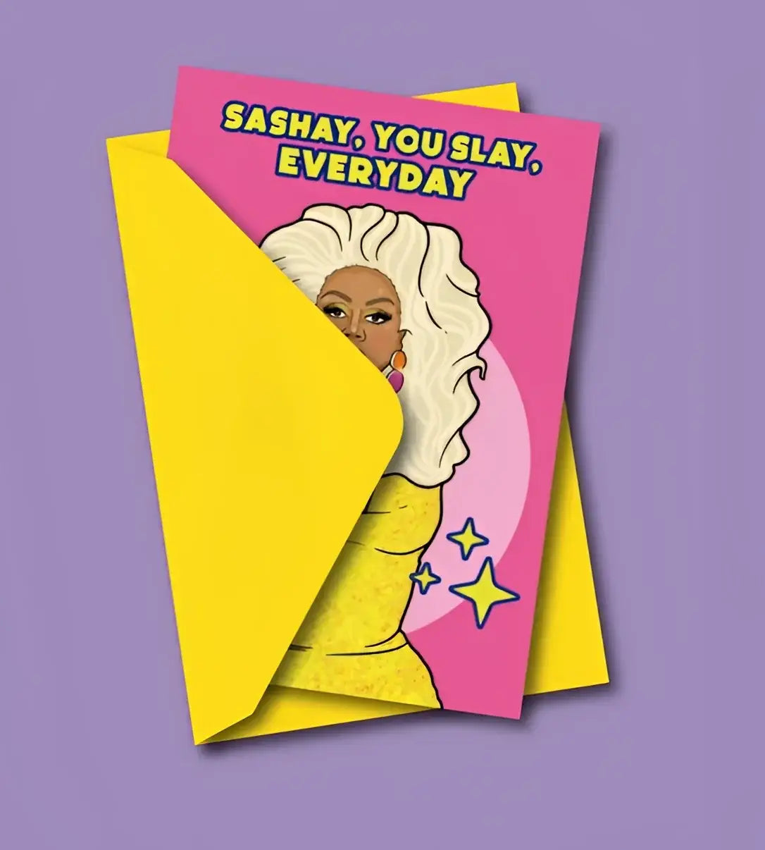Carte postale RuPaul : drag queen blonde et message inoubliable percutant