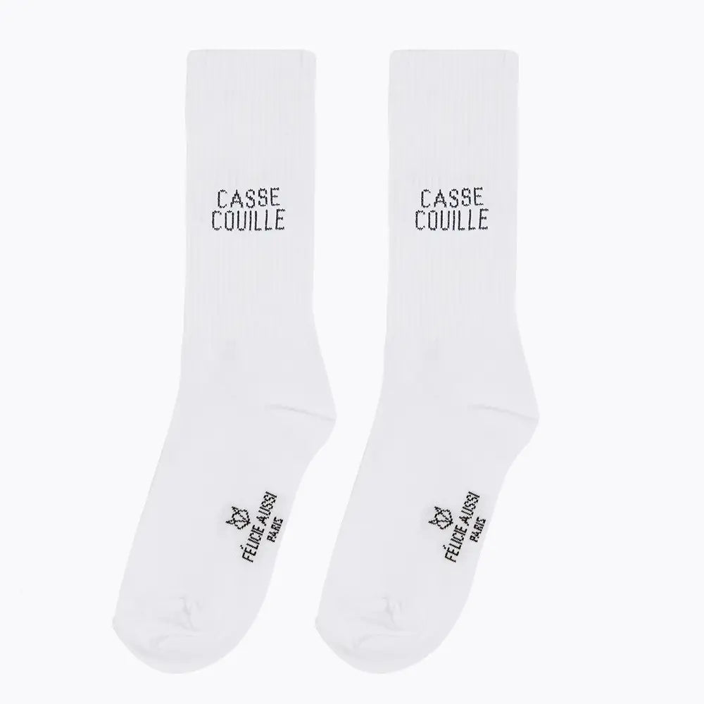 Paire de chaussettes blanches crew au design audacieux et style unique
