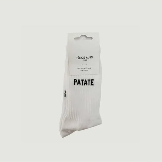 Chaussettes patate blanche 36-40 avec touche d originalité en packaging transparent