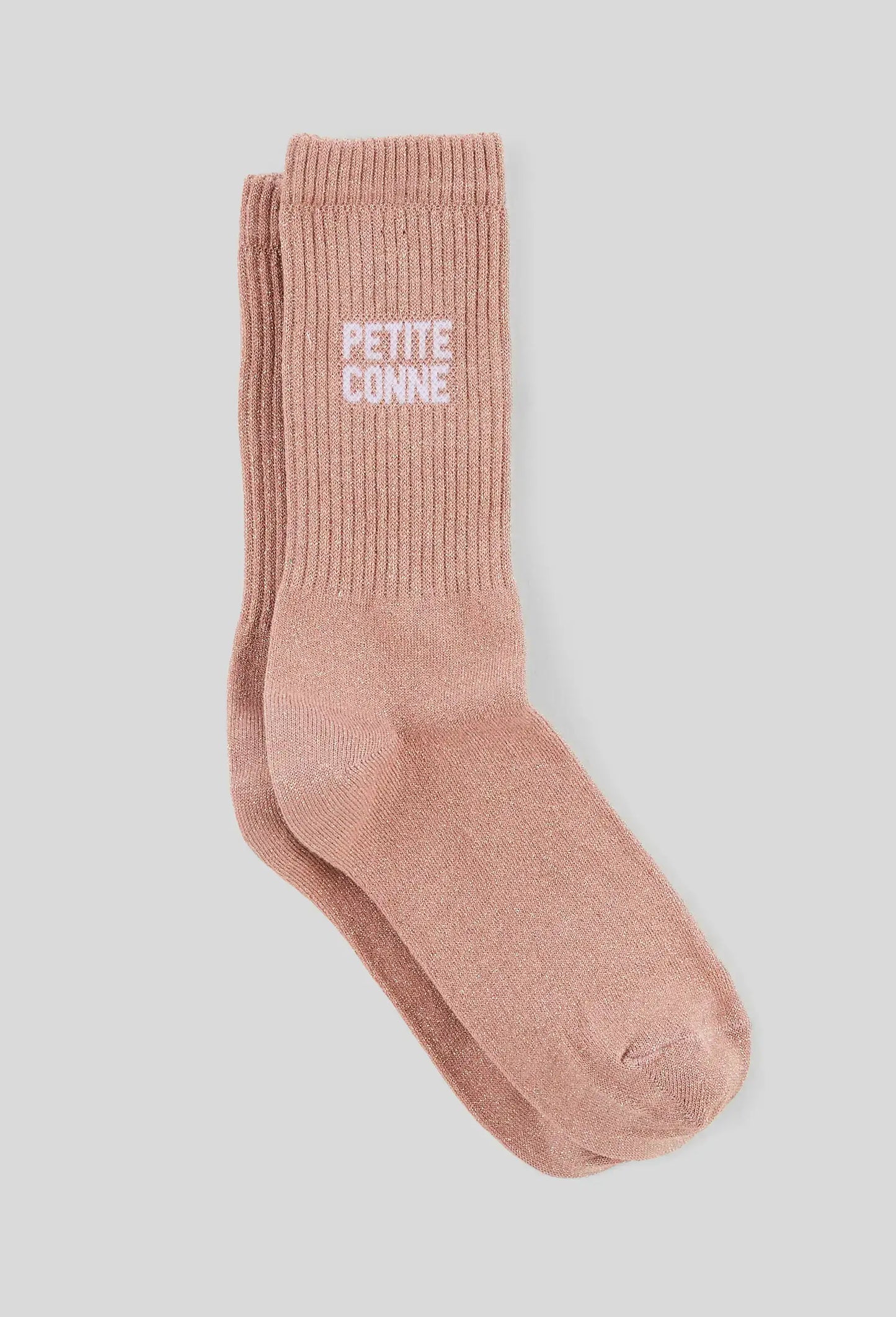 Chaussettes petite conne rose paillettes, ribbed et légères en rose pâle