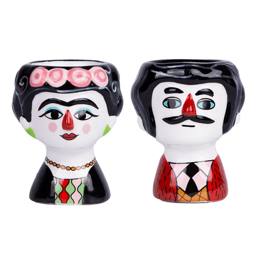 Coquetiers Marisol et Carlos Couleurs : Frida Kahlo et Diego Rivera en céramique