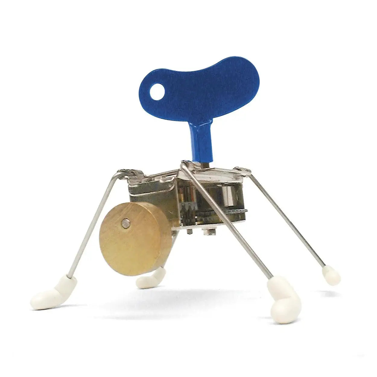 Créature mécanique rétro: rover à clé bleue et roues en caoutchouc