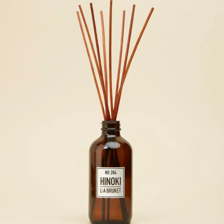 Diffuseur Hinoki 200ml avec bouteille en ambre et longues reeds pour une longue durée