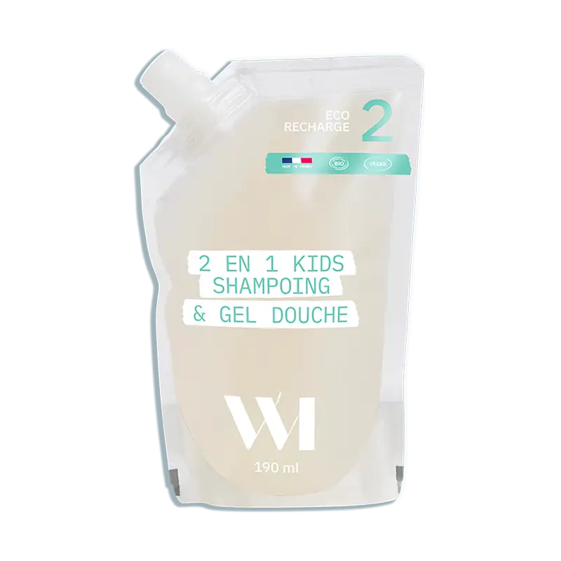 Pochette rechargeable translucide Eco-Recharge 2-en-1 kids 570ml pour peau fragile