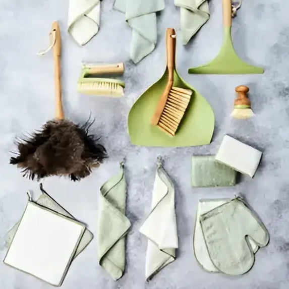 Assortiment d’outils de nettoyage avec gant en fibre de bambou 20x23cm pour nettoyer efficacement