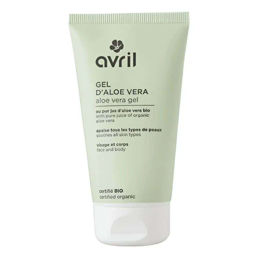 Tube de gel d’aloe vera bio apaisant et protecteur Avril, vert pâle