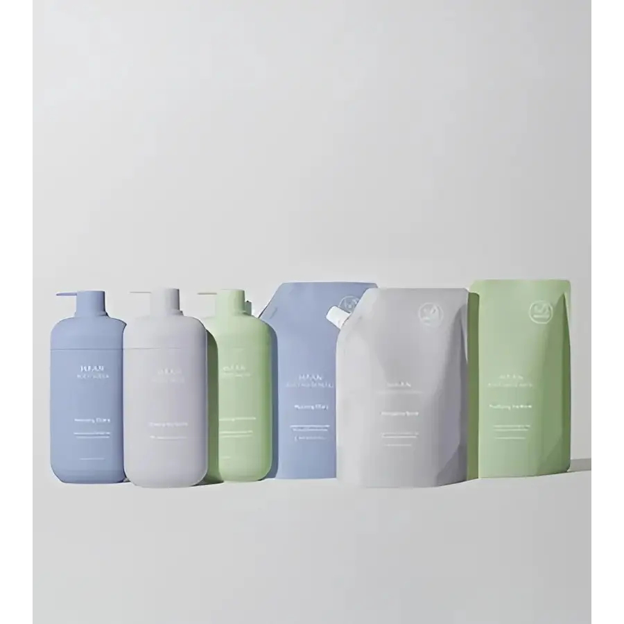 Photo de bouteilles pastel de gel douche hydratant aux probiotiques New Morning 450 ml