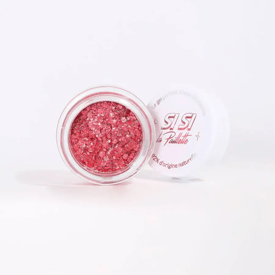 Pots ouvert de gel pailleté Tagadamour rose chunky et texture légère
