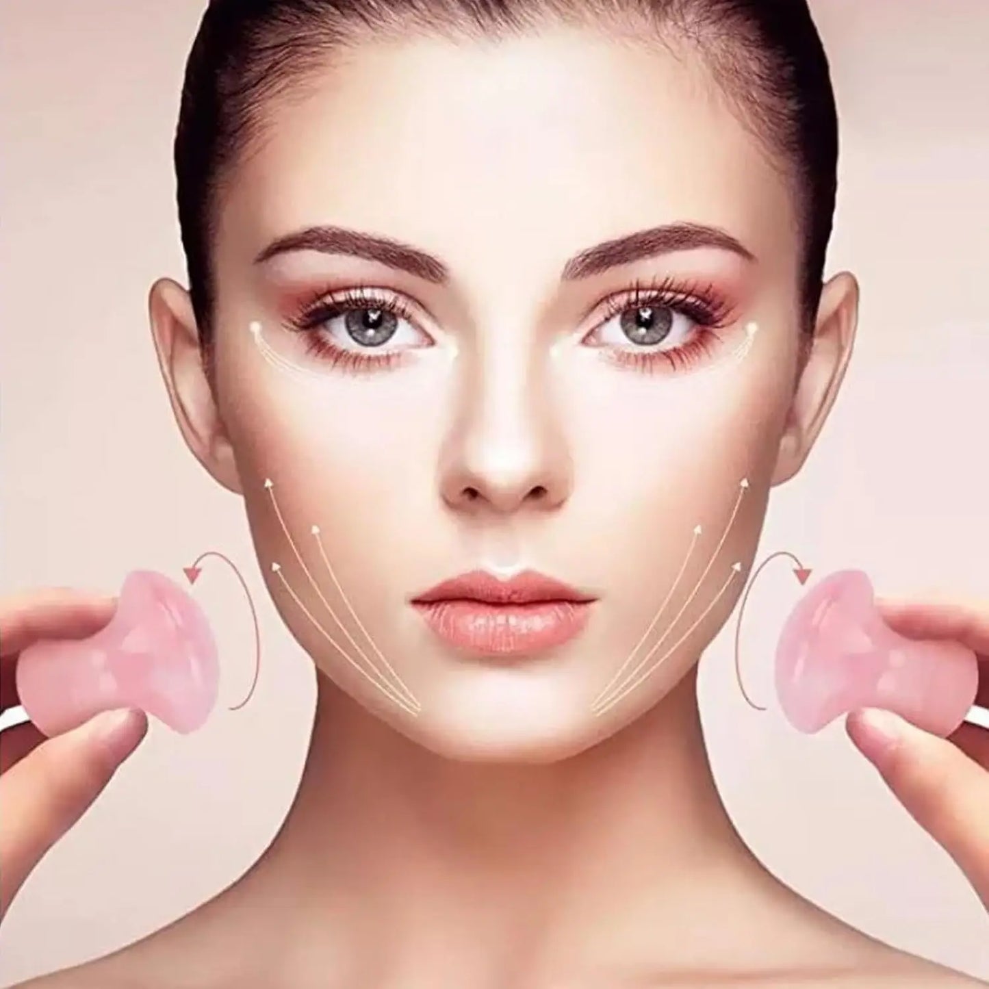 Visage femme traitement beauté cupping rose quartz gua sha révélant éclat naturel