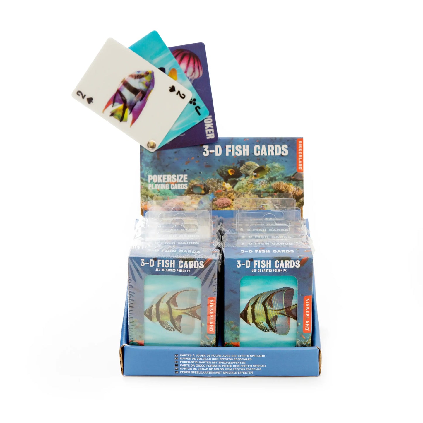 Boîte bleue compacte de cartes 3D poissons pour expérience sensorielle