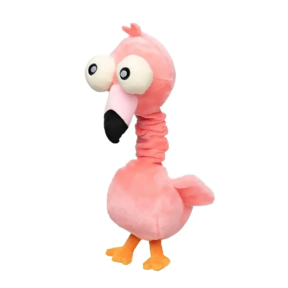 Jouet pour chien flamingo en peluche rose, long cou, curiosité naturelle