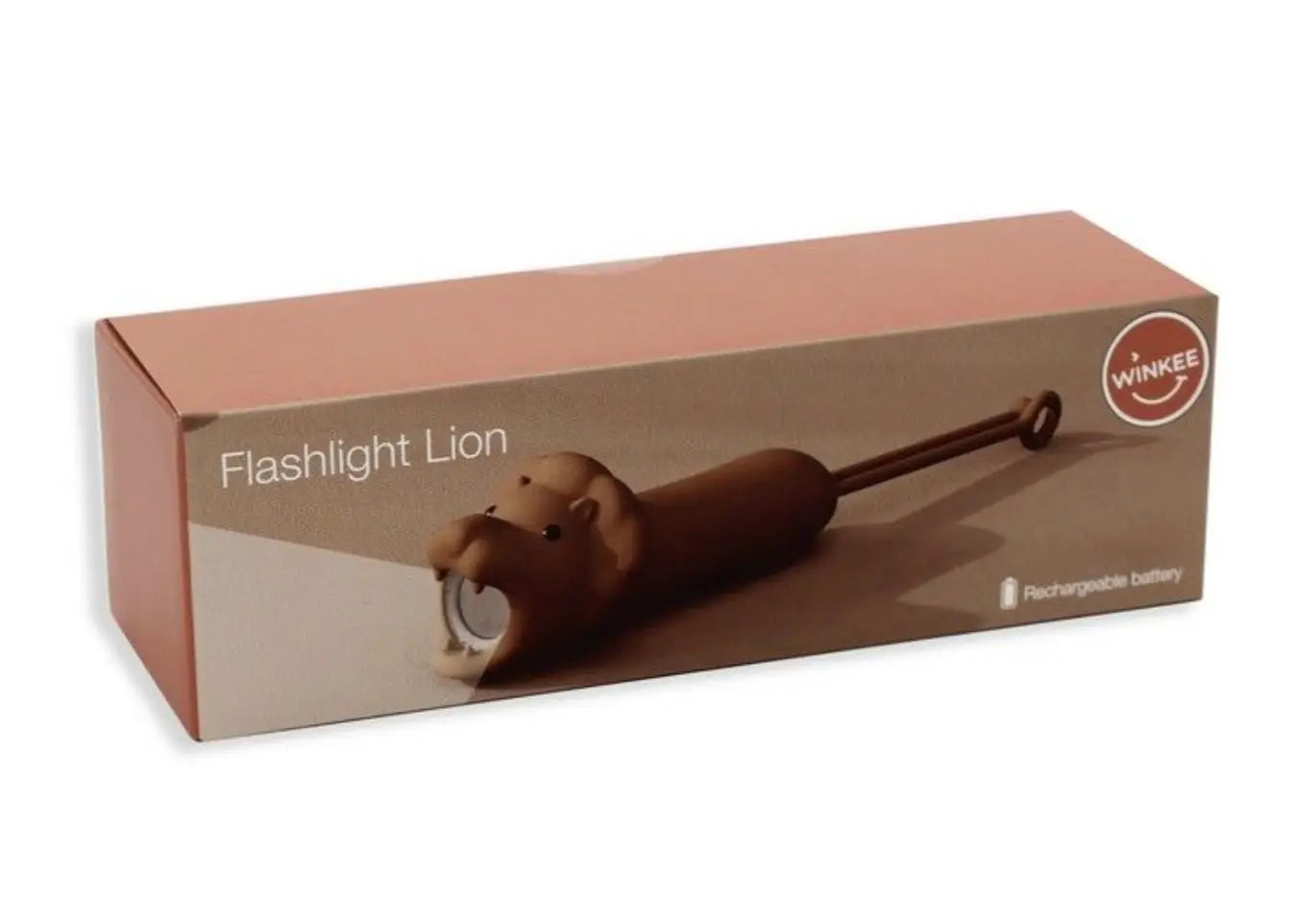 Lampe poche lion rechargeable en plastique brun, forme lion Winkee