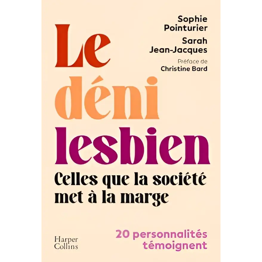 Couverture de livre avec titre en grosses lettres colorées pour Le déni lesbien