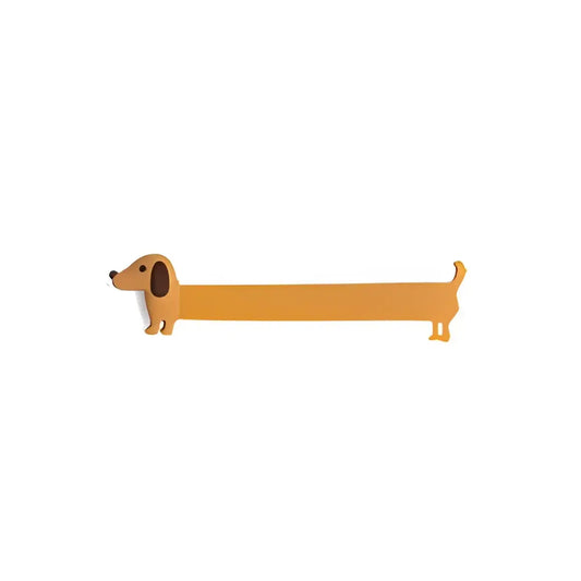 Marque-page teckel brun long en forme de chien, touche ludique
