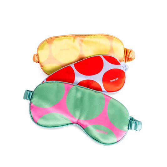 Masque de nuit vert profond et emerald dot avec motifs colorés en soie