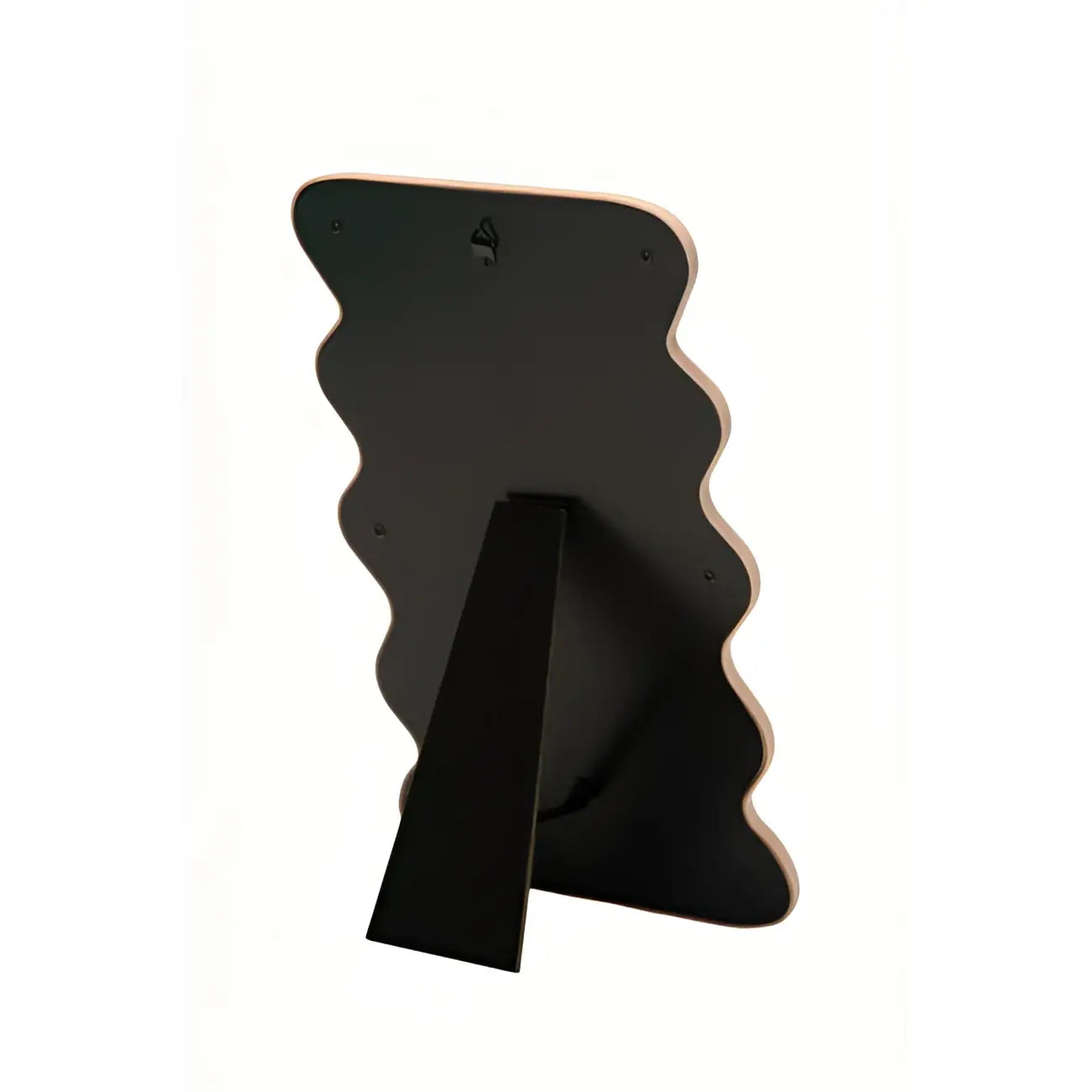Miroir Vague Rose en forme ondulée teinte rose poudré avec cadre noir
