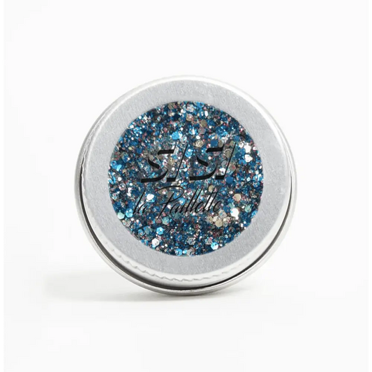 Contenant rond de paillettes galaxsisi bleues biodégradables pour création glitter