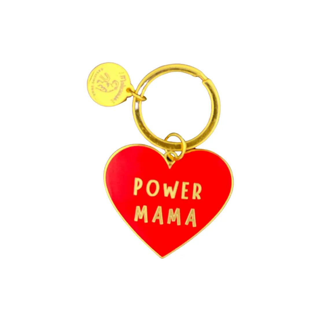 Porte-clé Power Mama : cœur rouge en métal doré émaillé pour femmes exceptionnelles