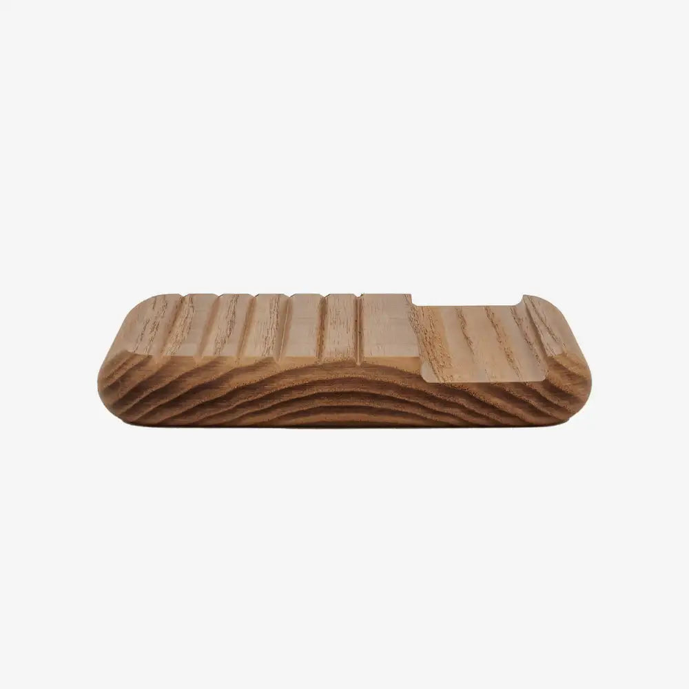 Porte savon en bois de Frêne avec surface rainurée en bois naturel