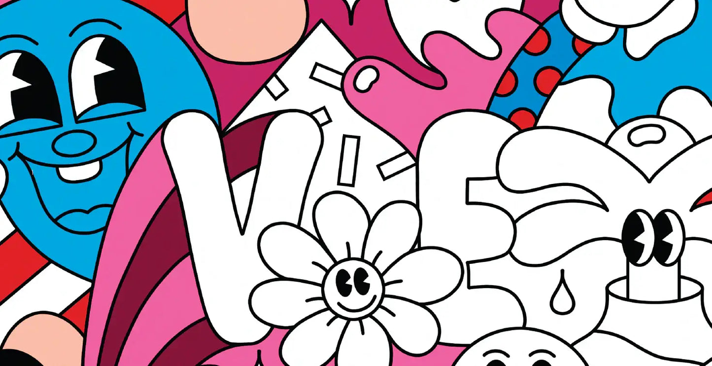 Poster géant à colorier Spread Love : fleur joyeuse souriante