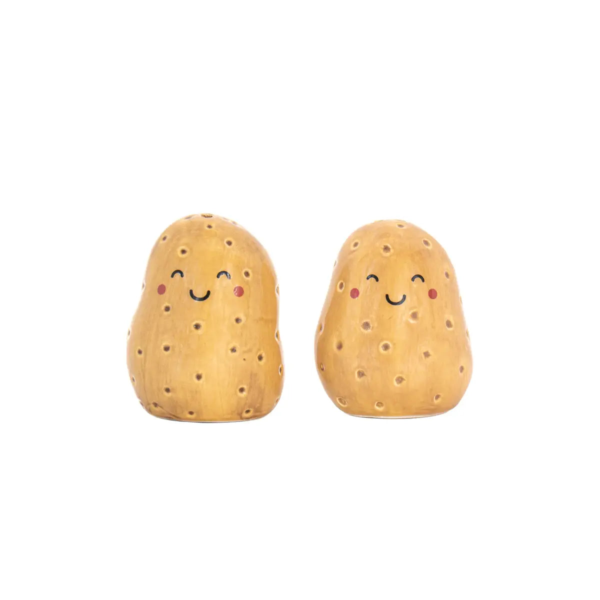 Salière poivrière patates en céramique beige, mignonnes pour petites cuisines