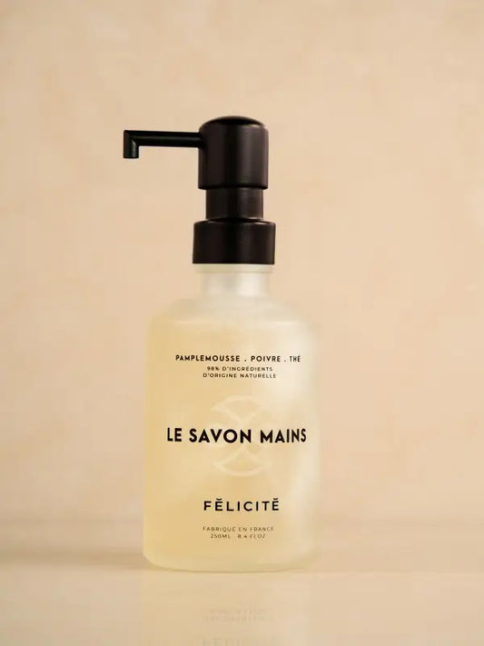 Bouteille verre dépoli savon liquide rechargeable pamplemousse 250ml