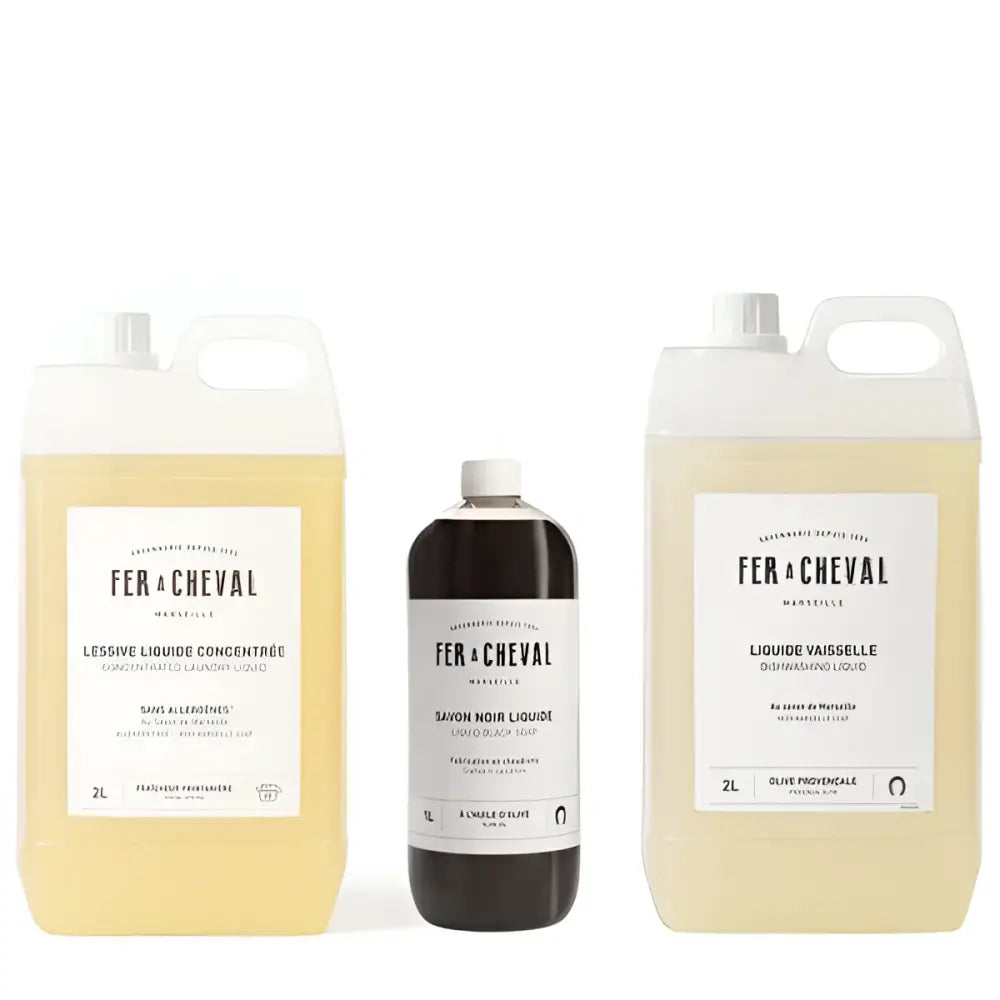 Trois bouteilles de savon noir liquide à l’huile d’olive 1000 ml, idéal pour le nettoyage