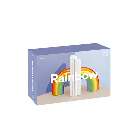 Box with serre-livres arc-en-ciel and building toy, idée cadeau fun et colorée