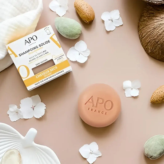 Shampoing solide pour cheveux secs, Apo France, soin cuir chevelu