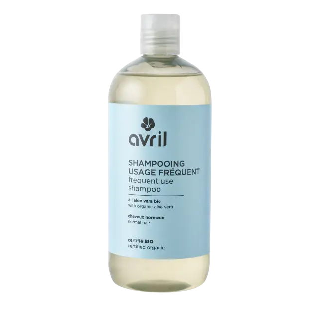 Bouteille de shampooing usage fréquent avec aloe vera pour cuir chevelu sain