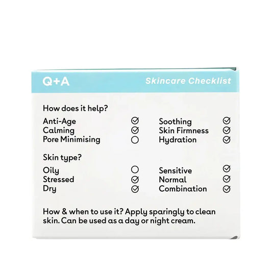 Packaging de Snow Algae Intensive Face Cream avec checklist pour peaux matures et usage