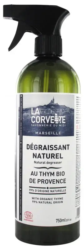 Bouteille de dégraissant naturel au thym bio, Spray Degraissant 750ml efficace