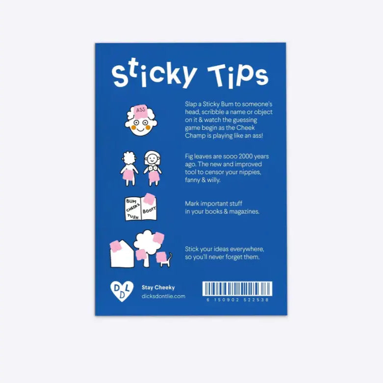 Sticker fesses bleu avec illustrations espiègles, parfait pour décorer et s’amuser