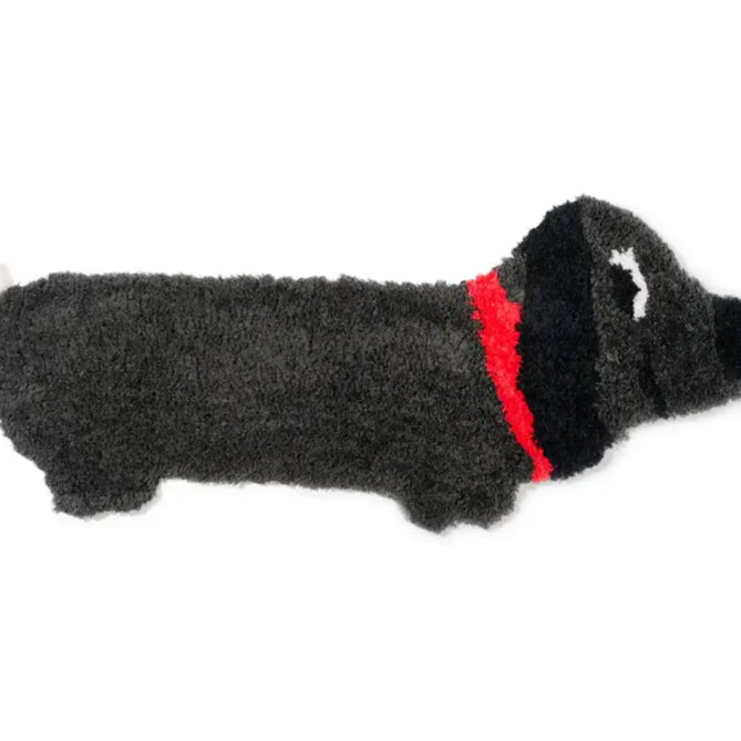 Tapis Teckel, plus qu’un simple tapis, rug noir avec collier rouge pour chien