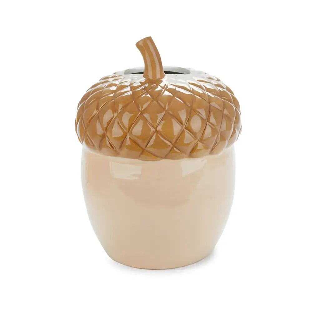 Vase gland céramique beige en forme de gland, objet décoratif artisanal texturé