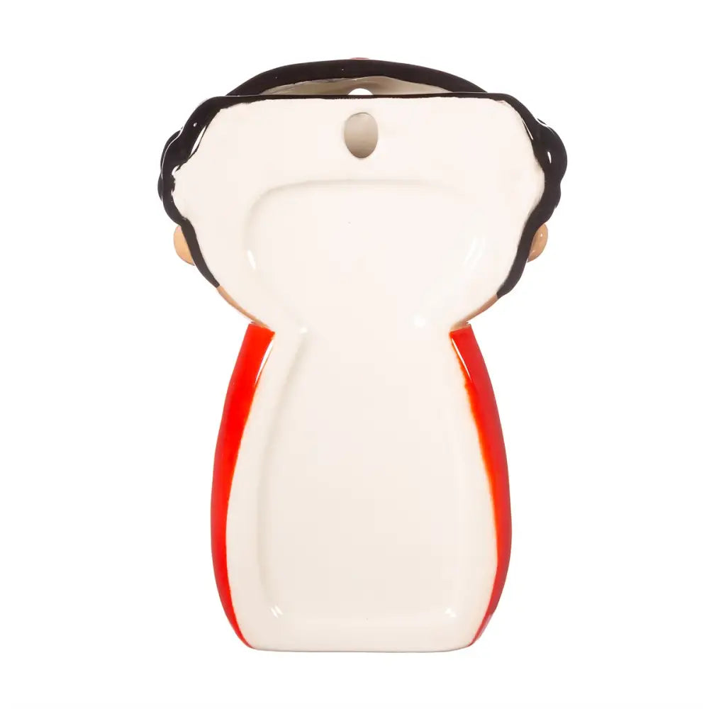 Cache-pot mural Frida Kahlo en céramique blanc et rouge avec trou pour accrocher