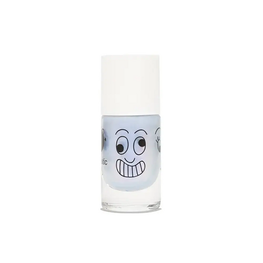 Vernis à l’eau enfant bleu nacré avec face cartoon, parfait pour plus jeunes